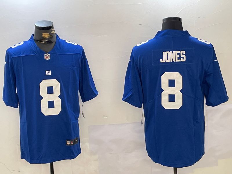 Men New York Giants #8 Jones Blue 2024 Nike Vapor Limited NFL Jersey style 1